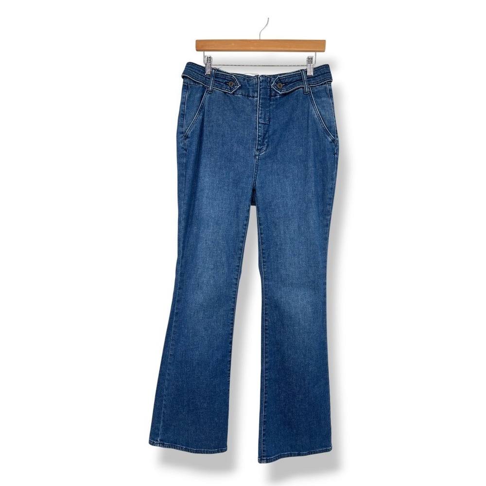Anthropologie Pilcro High Rise Flare Jeans Blue Denim OB1516873 Womens 32